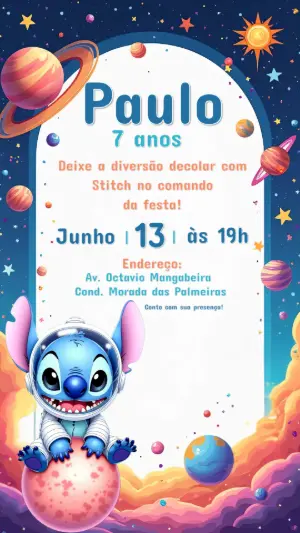 Invitación de cumpleaños Stitch – Estático – CollorGraph Convites