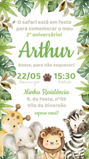 Safari Birthday Invitation – Static – Convide aê!