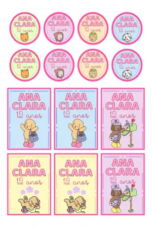 Adesivos e Tags Aniversário Estilo Bobbie Goods para Editar