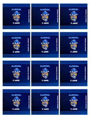 Adesivo para Bala Personalizada Sonic Aniversário Modelo Editável