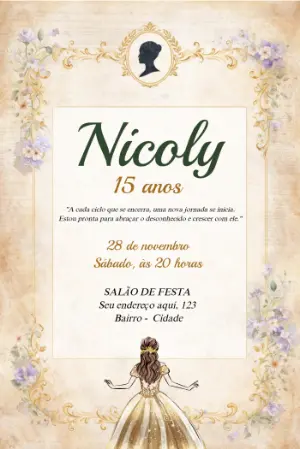 Quinceañera Invitation – Static – Convite digital - Edite você mesmo