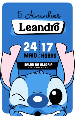 Invitación de cumpleaños Stitch – Estático – On Convites Digitais