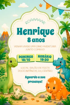 Invitación de cumpleaños Dinosaurio – Estático – Idesign Personalizados