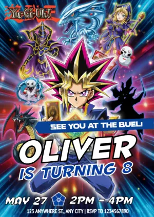 Yu-Gi-Oh! Birthday Invitation | Editable Anime Duel Template