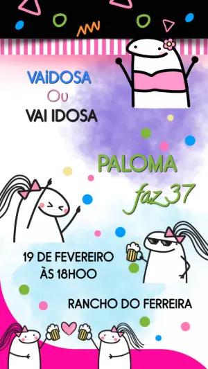 Convite Animado Aniversário Flork Vaidosa para Editar Online