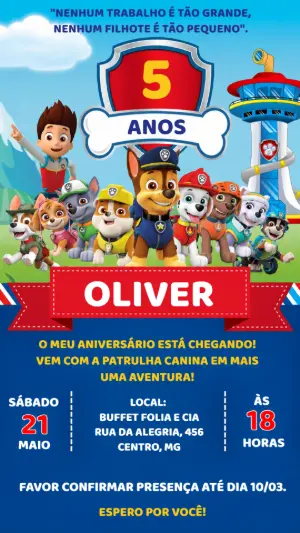 Invito di compleanno Paw Patrol – Statico – Felicity Artes