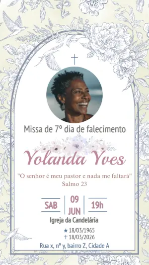 Convite Digital Missa de 7º Dia Floral Delicado para Editar