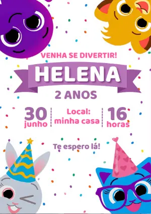 Convite de Aniversário Bolofofos para Editar Online