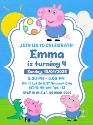 George Pig Birthday Party Invitation to Edit Online