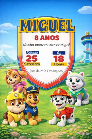 Invito di compleanno Paw Patrol – Statico – Michelle 