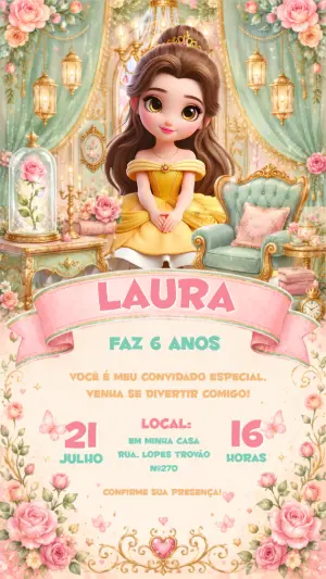 Invitación de cumpleaños Princesas – Estático – CollorGraph EDITOR