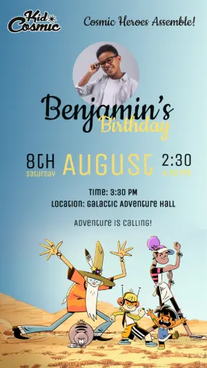 Editable Kid Cosmic Birthday Invitation Template