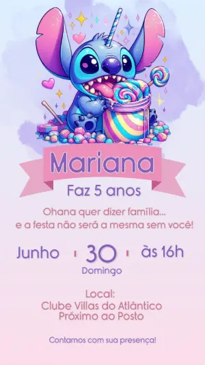Invitación de cumpleaños Stitch – Estático – CollorGraph Convites