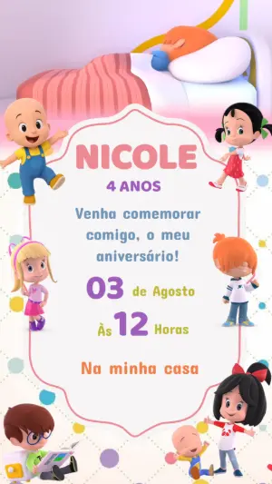 Convite Animado Aniversário Cleo e Cuquin para Editar Online