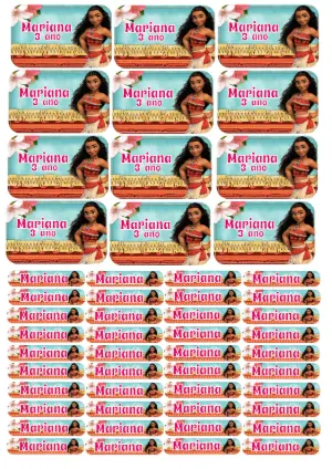Etiquetas Escolares Moana Aventura no Mar para Editar