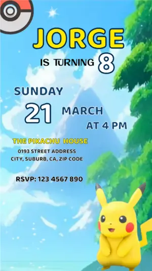 Animated Pokémon Birthday Video Invitation | Editable Template