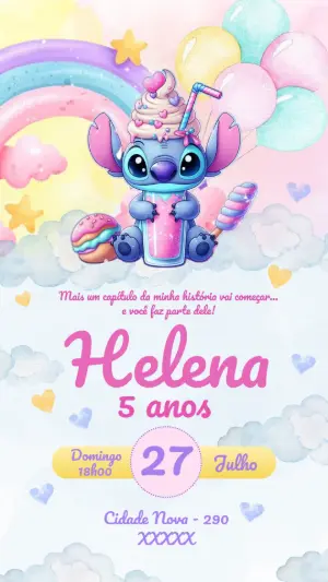 Stitch Birthday Invitation – Static – Color Art Studio