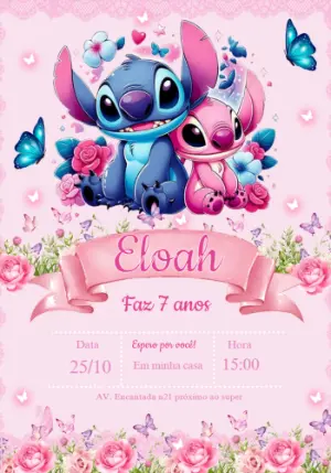 Invitación de cumpleaños Stitch – Estático – Mundo dos convites 