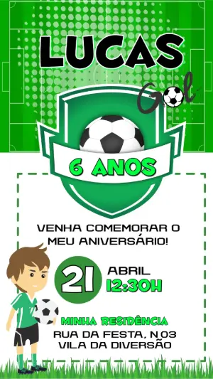Soccer Birthday Invitation – Static – Convide aê!