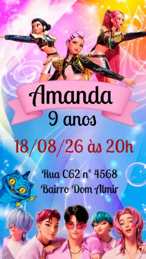 Invitation d'anniversaire KPop Demon Hunters – Statique – Heliene Designer