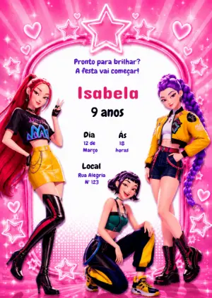 Invitation d'anniversaire KPop Demon Hunters – Statique – KC Design