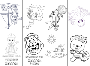 Mini Livro de Colorir Marinheiro Editável para Festa