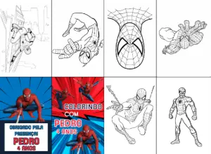 Mini Livro de Colorir Homem Aranha Editável para Festa