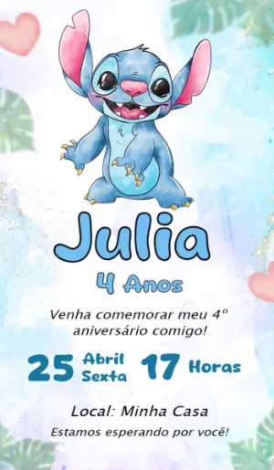 Invitación de cumpleaños Stitch – Estático – Mimos Designer