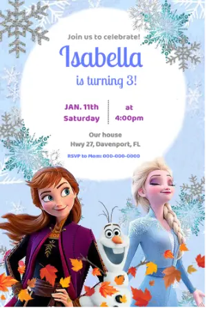 Frozen Themed Animated Birthday Invitation to Edit