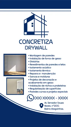 Cartão de Visita Drywall Profissional para Editar Online
