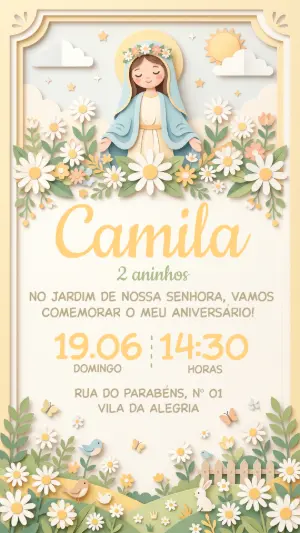 Convite Aniversário Infantil Jardim Nossa Senhora Editável