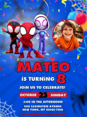 Spidey and Friends Birthday Invitation | Editable Template