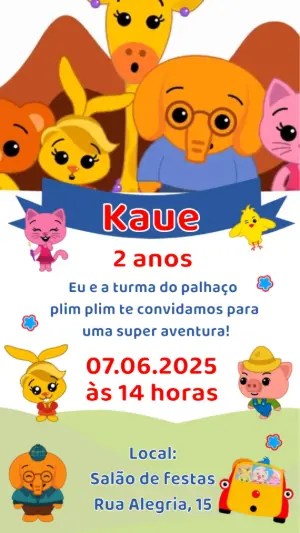 Convite Animado Aniversário Plim Plim e Turma para Editar