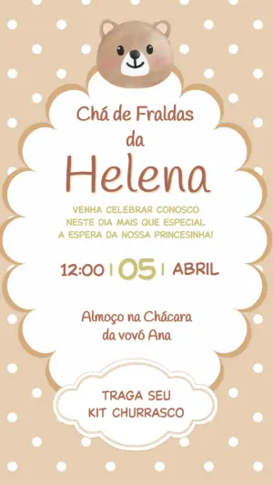 Convite Chá de Bebê Ursinho Fofo: Modelo Editável para Menina