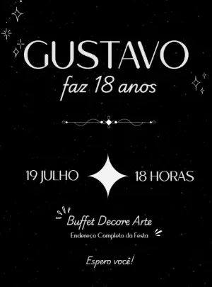 Convite Aniversário Estrelas Elegante para Editar Online