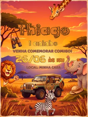 Safari Birthday Invitation – Static – Alegria no ar