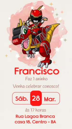 Invitación de cumpleaños Dinosaurio – Estático – CollorGraph EDITOR