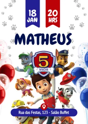 Invito di compleanno Paw Patrol – Statico – Danjo