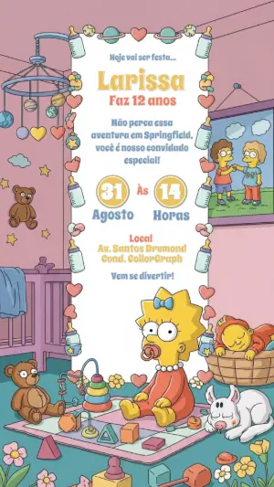 Convite de Aniversário Simpsons Baby para Editar Online