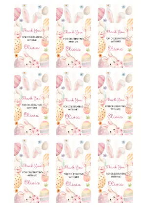 Watercolor Bunny Easter Tags - Editable Template