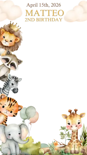 Cute Safari Animals Birthday Invitation Editable Template