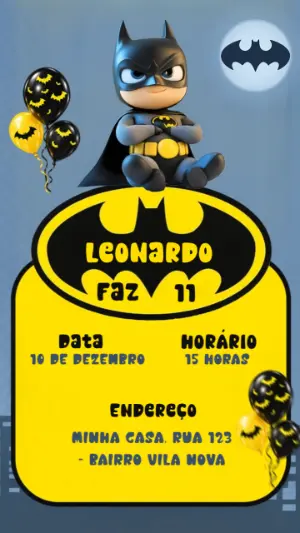 Convite Animado Aniversário Batman Falante para Editar