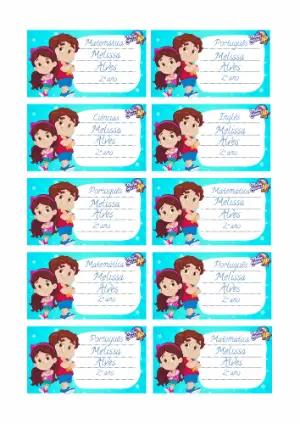 Etiqueta Escolar Maria Clara & JP Colorida para Editar e Imprimir
