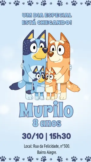 Invito di compleanno Bluey – Statico – Gley Leobas