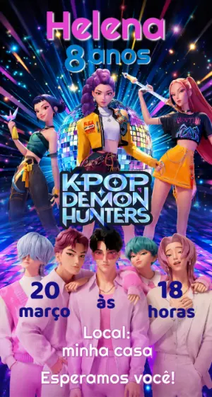 Invitation d'anniversaire KPop Demon Hunters – Statique – Fernando Martins