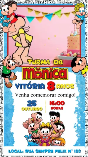 Convite Animado Turma da Mônica: Vídeo de Aniversário Editável