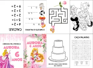 Livro de Atividades Princesa para Festa de Aniversário Editável