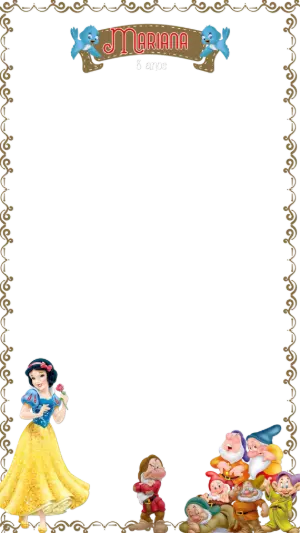 Moldura de Aniversário Branca de Neve para Stories para Editar