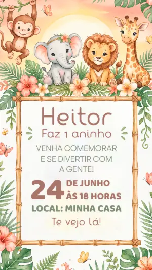 Safari Birthday Invitation – Static – Alegria no ar