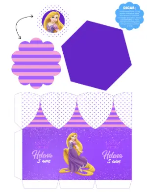 Modelo Editável de Centro de Mesa para Festa Tema Rapunzel